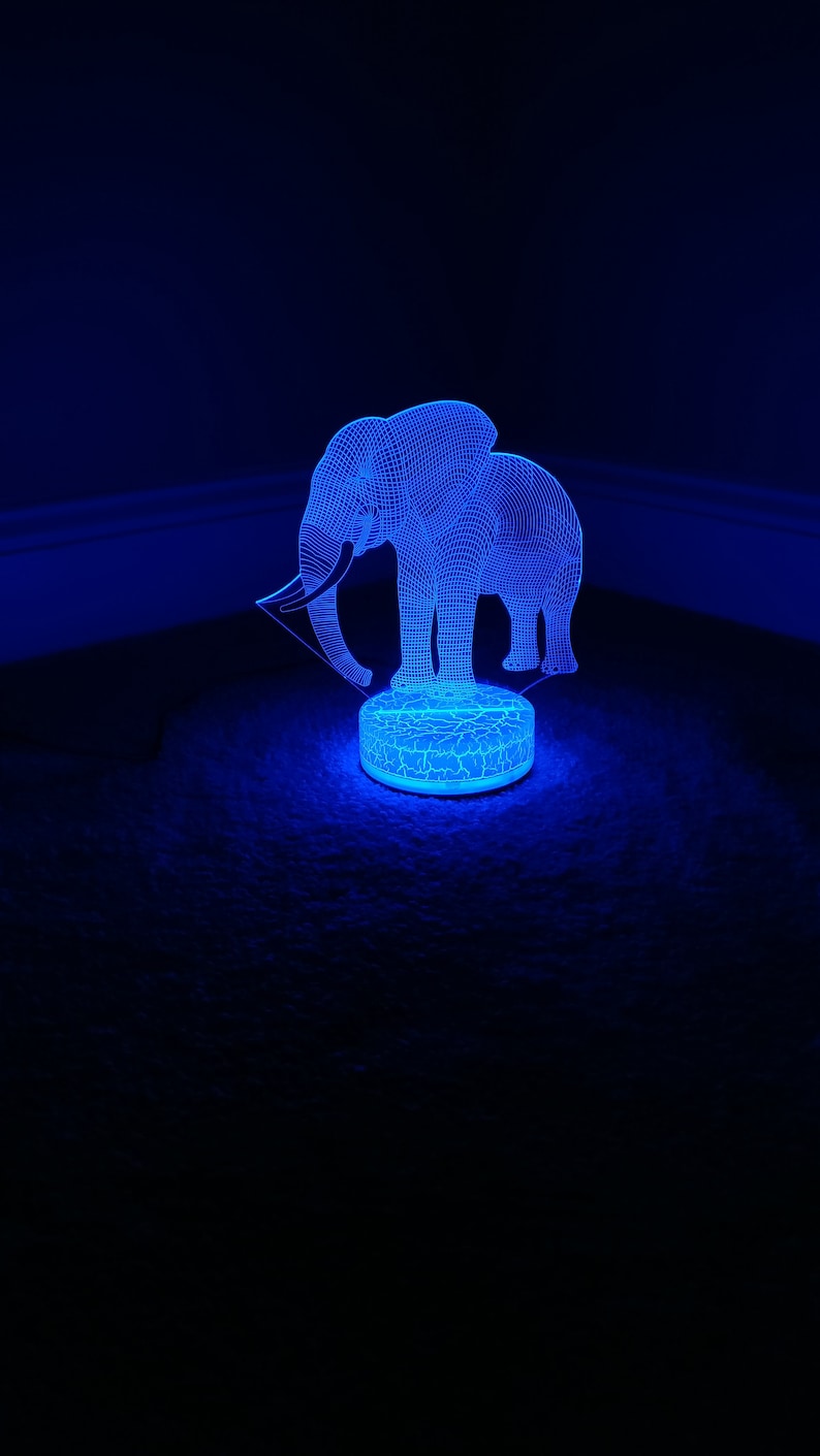 Elephant 3D Night Light Multi Color Changing Illusion Lamp for Etsy