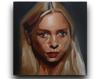 original oil painting, portrait oil painting,small painting,pallet knife painting,abstract painting,portrait painting, wall art,6"*6"inches