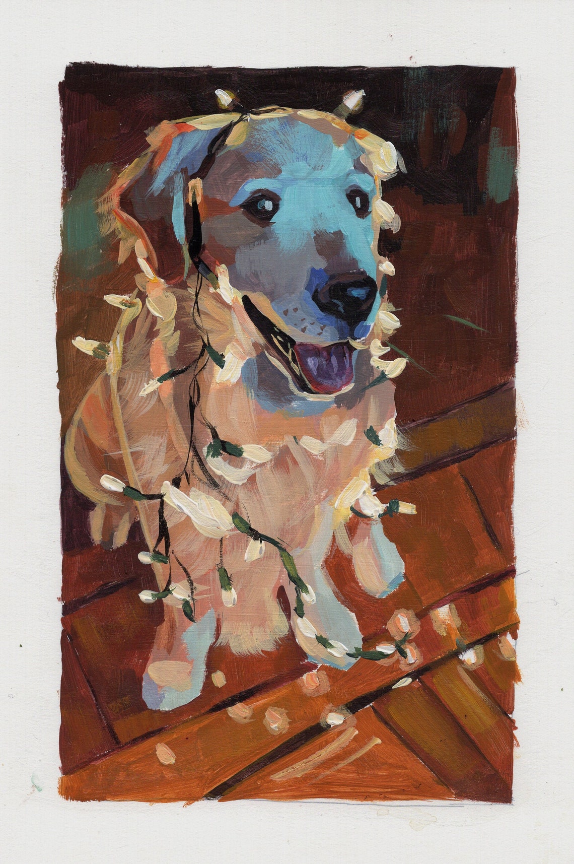 ORIGINAL Acrylic Dog Painting Colorful Labrador Dog Wall Etsy