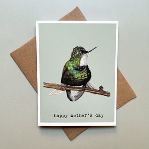 Tarjeta del Día de la Madre Colibrí / Tarjeta Colibrí para mamá o abuela / Regalo del Día de la Madre Colibrí / Tarjeta Mamá Pájaro / Tarjeta Colibrí