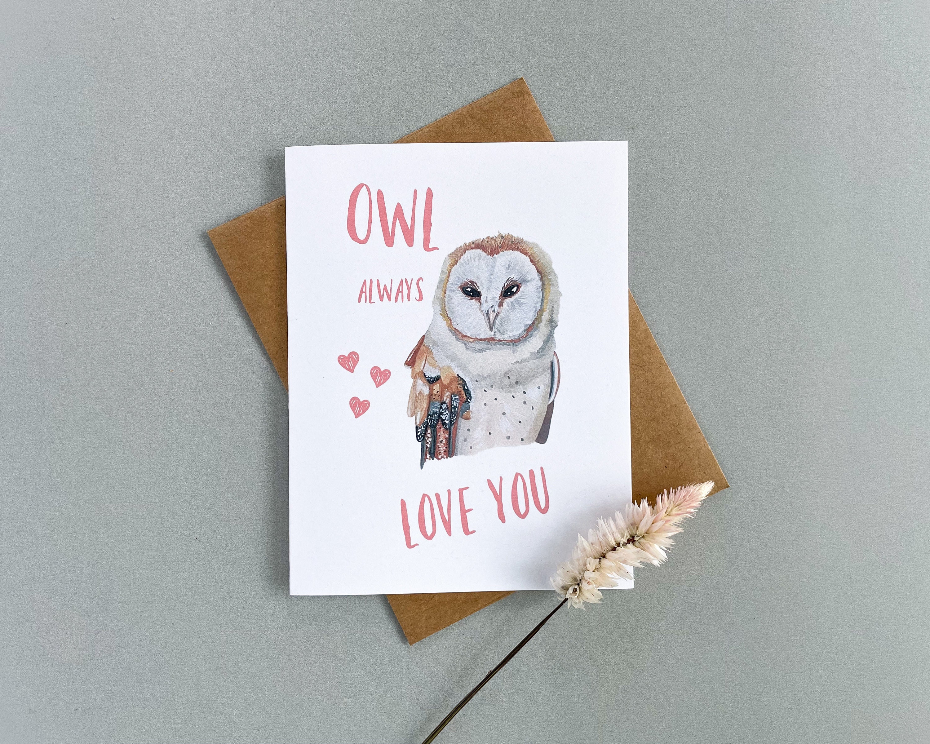 Funny Owl Valentine's Day Card: Watercolor Pun (Recycled Cardstock)