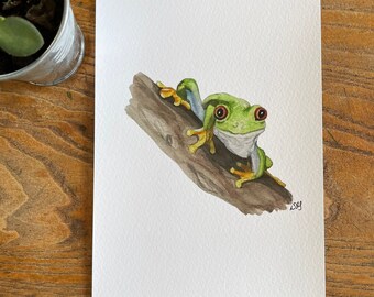 5x7 Giclée Print of Original Watercolor Tree Frog | Cottagecore Art | Wildlife Paintings