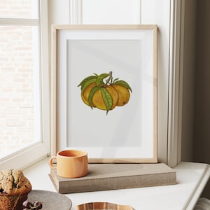 Peach Watercolor Giclée Print: Botanical Kitchen Wall Art
