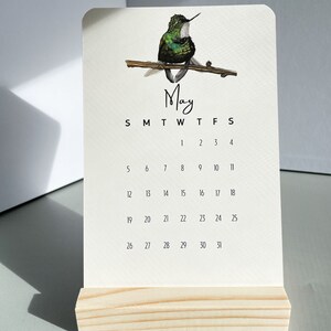 2024 Mini Desk Calendar Watercolor Bird Desk Calendar 12 month calendar Mini 4x6 Calendar with Stand Gift for Office 12 Month Bird image 4