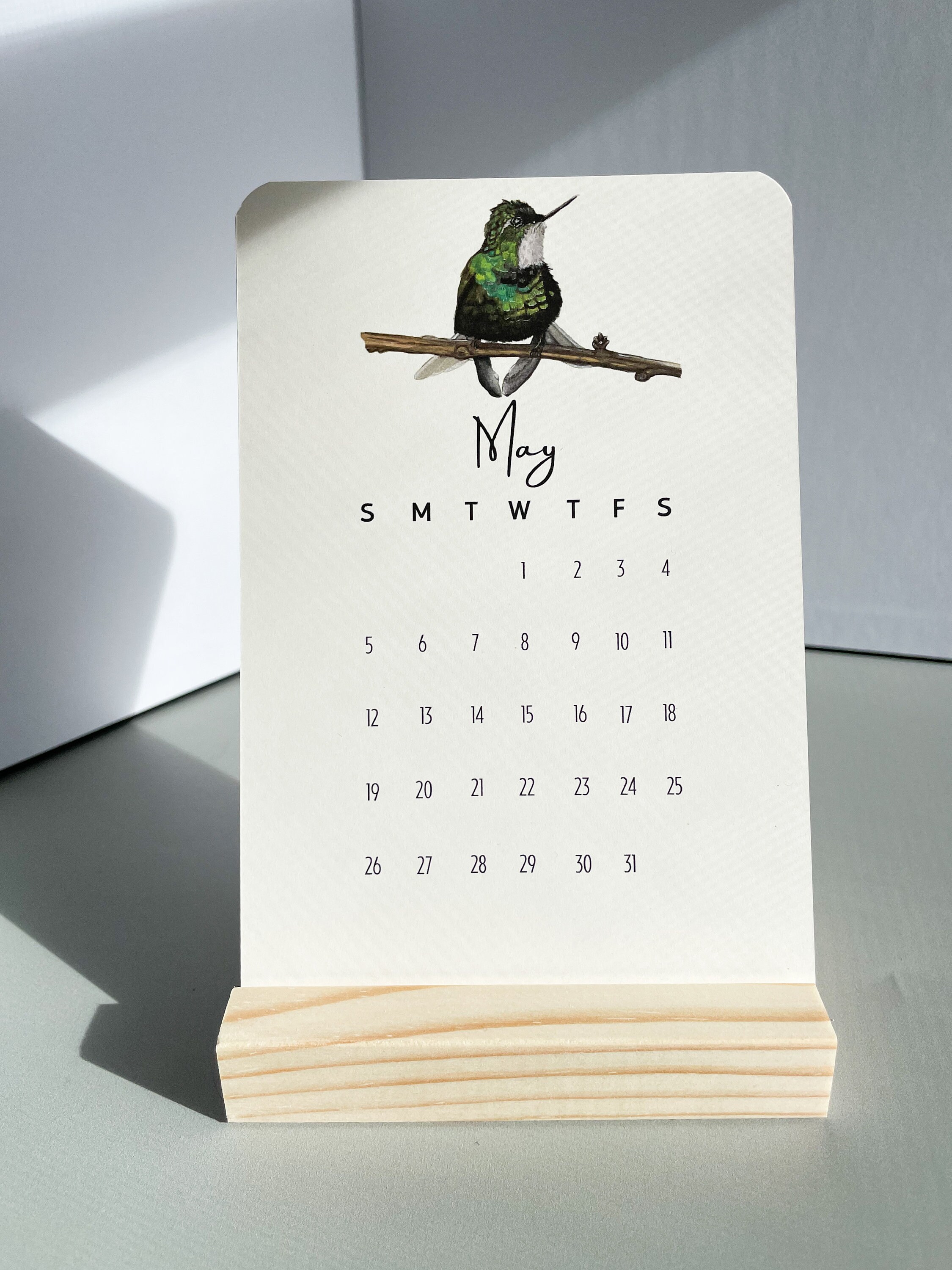 2024 Mini Desk Calendar Watercolor Bird Desk Calendar 12 Month Calendar