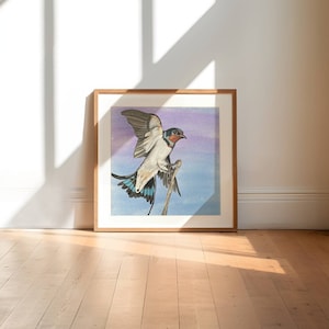 Watercolor Barn Swallow Painting | Signed Limited Edition Giclée Print | Barn Swallow Artwork | Audubon-Inspired Painting | Bird Wall Art