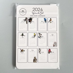 2024 Mini Desk Calendar Watercolor Bird Desk Calendar 12 month calendar Mini 4x6 Calendar with Stand Gift for Office 12 Month Bird image 3