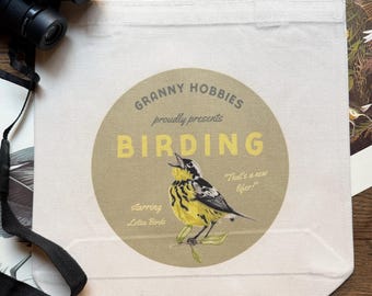 Birding Canvas Tote Bag: Gift for Birder