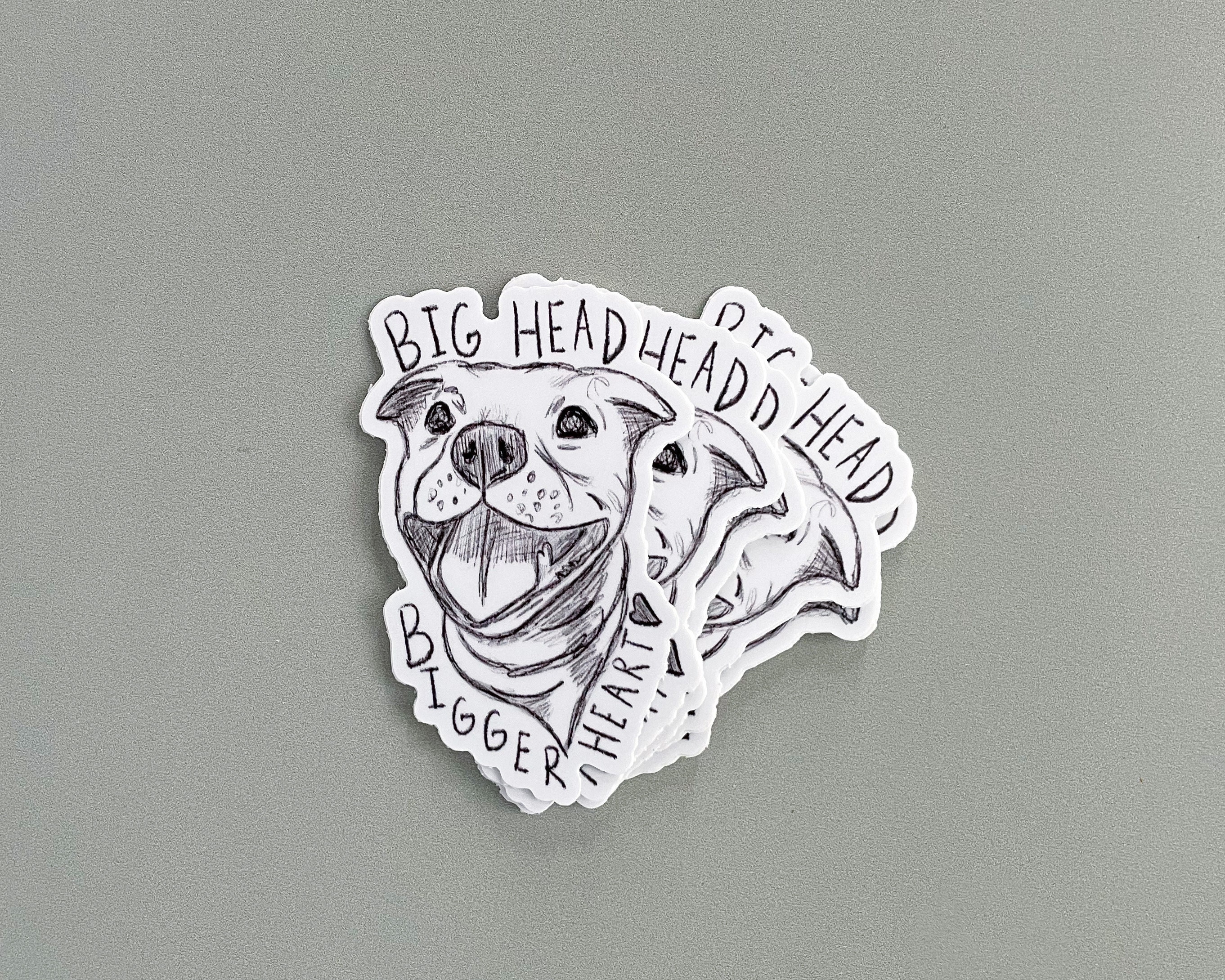 Cute Pitbull Sticker big Head Bigger Heart Sticker for Pitbull Parents