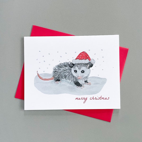 Cute Possum Christmas Card | Funny Christmas Card | Holiday Card for Possum Lover