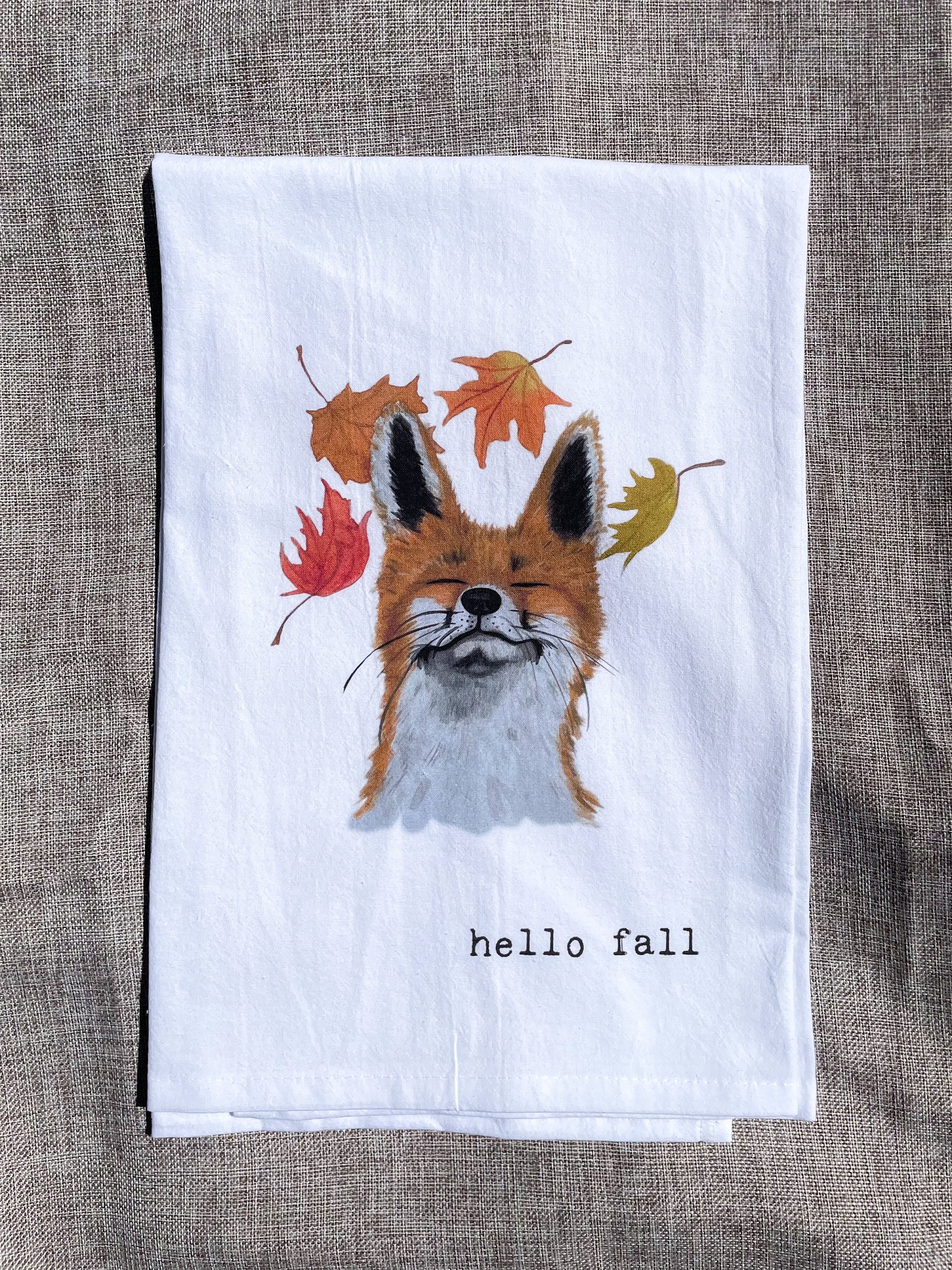 Hanging Fall Give Thanks Fox Decorative Kitchen Hand Towel 