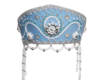 Russian Traditional Folk Costume Headdress KokoshnikAlina Blue #307