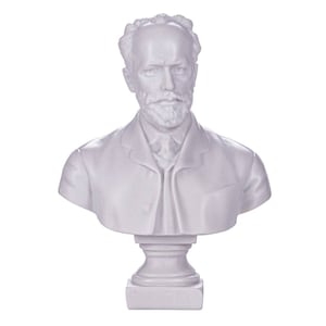 Russian Composer Pyotr Tchaikovsky Marble Bust Statue 7.8&#39;&#39; (19.5 cm) white