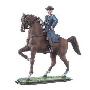 Tin Toy Soldier US Civil war Northerners General Ulysses Grant on his horse metal figurine 54mm hand painted #CW01a