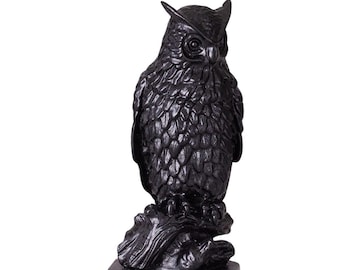 Decorative Stone Statue Figurine Owl 4'' (10 cm) black