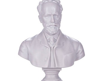 Russian Composer Pyotr Tchaikovsky Marble Bust Statue 7.8'' (19.5 cm) white