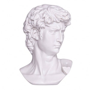 Michelangelo David Marble Bust Statue Classic Roman Greek Sculpture 6&#39;&#39; (15 cm), 1.7 lbs (770 g)