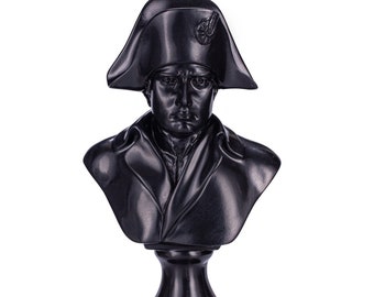 French Emperor Napoleon Bonaparte Stone Bust Statue 9.6'' (24 cm) black