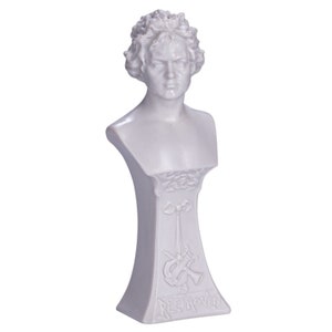 German Composer Ludwig van Beethoven Marble Bust Statue 7&#39;&#39; (17.5 cm) white