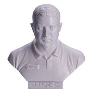 Ukrainian President Volodymyr Zelensky Marble Bust Statue 6&#39;&#39; (15 cm) white