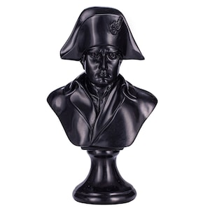 French Emperor Napoleon Bonaparte Stone Bust Statue 9.6&#39;&#39; (24 cm) black