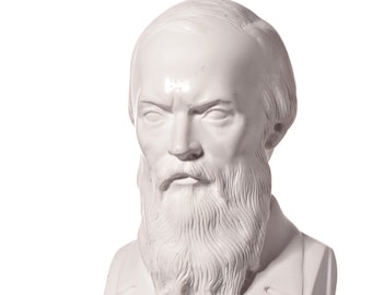 Russian Writer Fyodor Dostoyevsky / Dostoevsky Marble Bust / Statue 5.6'' (14 cm) white