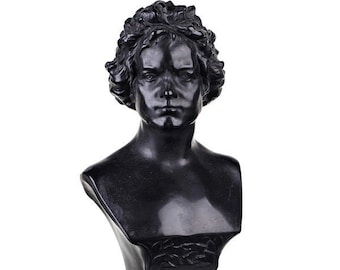 Statue buste en pierre du compositeur allemand Ludwig van Beethoven 17,5 cm (7 po.) noir