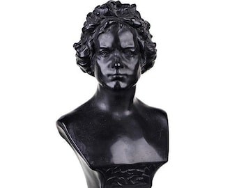 Duitse componist Ludwig van Beethoven stenen buste 7'' (17,5 cm) zwart