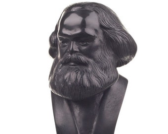 German Philosopher Socialist Karl Marx Stone Statue Bust 4.8'' (12 cm) black