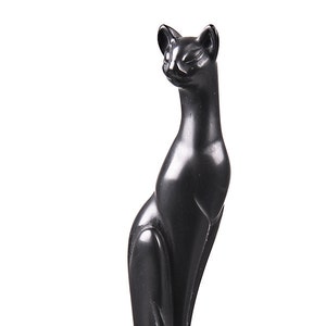 Decoratief stenen beeldje, staande kat, 13 cm hoog, zwart