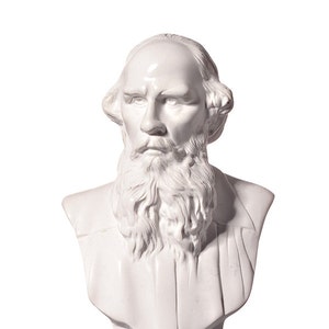 Russian Writer Leo (Lev) Tolstoy Marble Bust Statue 5.8'' (14.5 cm) white