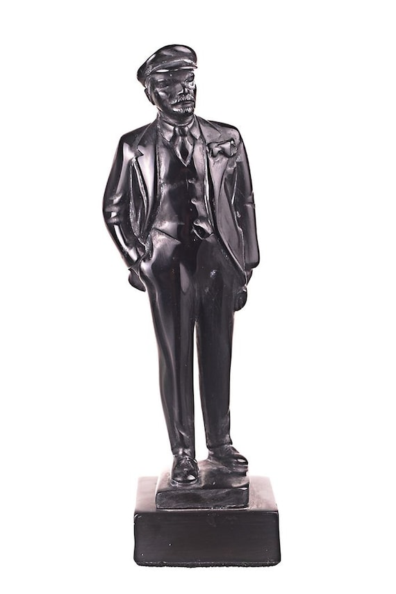 Statua sovietica russa dellURSS leader Vladimir Lenin in pietra busto scultura 18 cm nero 