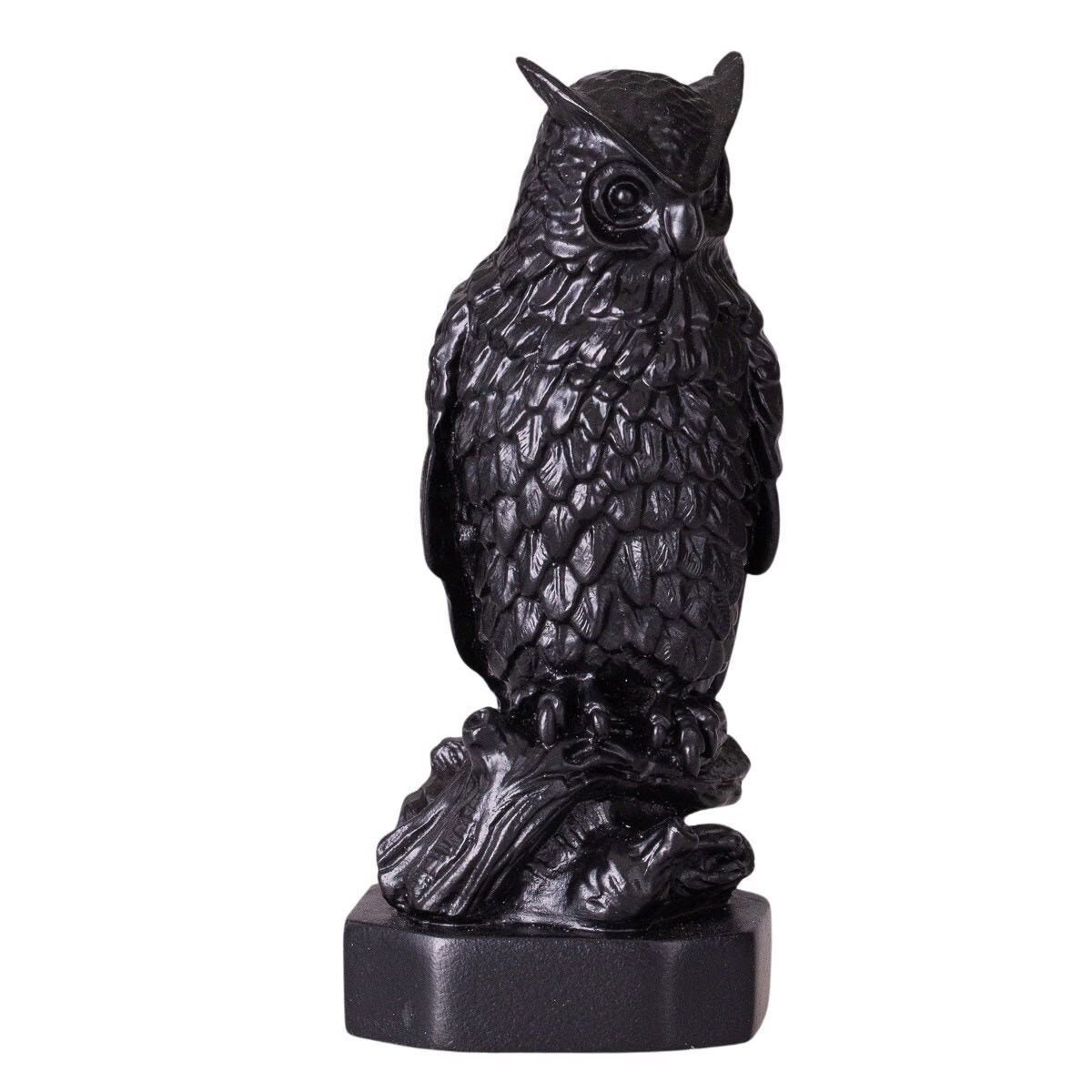 Decorative Stone Statue Figurine Owl 4'' (10 cm) black