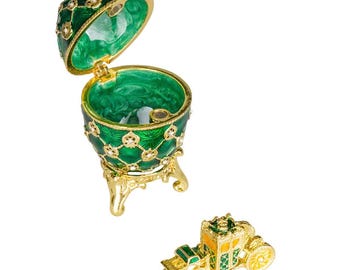 Danila Souvenirs Uovo Fabergé Replica – Bocciolo Di Rosa, Portagioie Smaltato Con Fiore, Altezza 9,5 Cm, Rosa