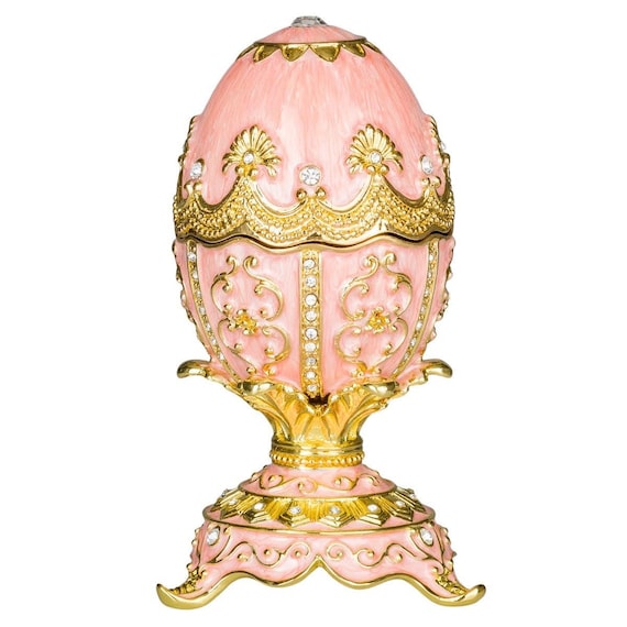 Faberge Style Egg Music Box With Fairy Figurine 5'' (12.5 Cm) Pink
