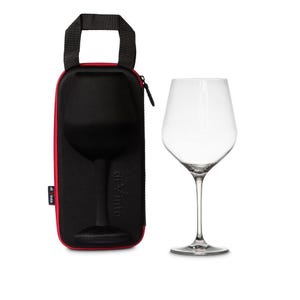 Present- och reseset med vin: Etui med jätteglas 860 ml