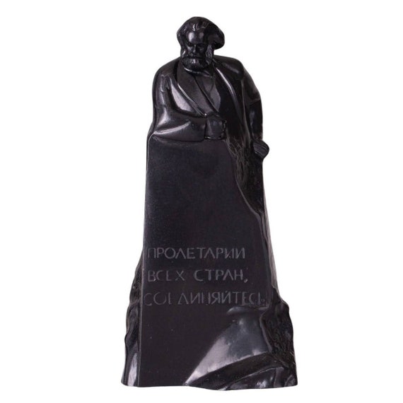 German Philosopher Socialist Karl Marx Stone Statue Bust 5.8'' (14.5 cm) black