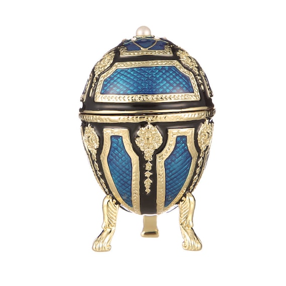 Faberge Style Egg Trinket Jewel Box cm) blue