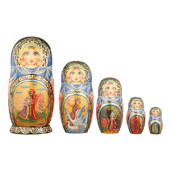 red dress ballerina HAND-PAINTED 5 NESTING DOLLS MATRYOSHKA red dress ballerina HAND-PAINTED 5 NESTING DOLLS MATRYOSHKA