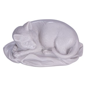 Decorative Marble Statue Figurine Lying Cat 4&#39;&#39; (10 cm) white