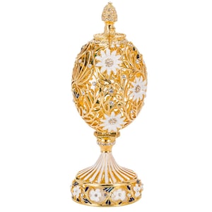 Faberge Style Carved Egg with Flowers and Butterfly 6.6&#39;&#39; (16.5 cm) gold color