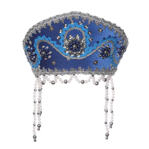 Russian Traditional Folk Costume Headdress KokoshnikAlina Blue #307