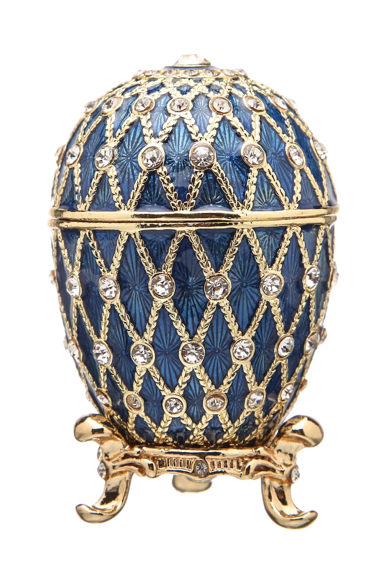 Russian Faberge Style Egg / Trinket Jewel Box with Grid 7cm Etsy