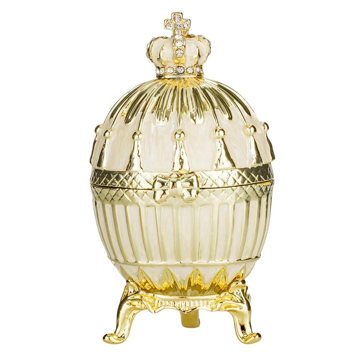 Huevo Al Estilo Fabergé Caja De Joya Con Leones Y Corona Del Emperador 75 Cm Verde~p105766055