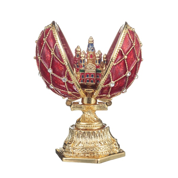 Faberge Style Egg with Church of Savior on Blood 2.6'' (6.5 cm) red