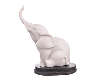 Estatua decorativa de piedra de mármol, figura de elefante, 10,5 cm (4,2"), color blanco