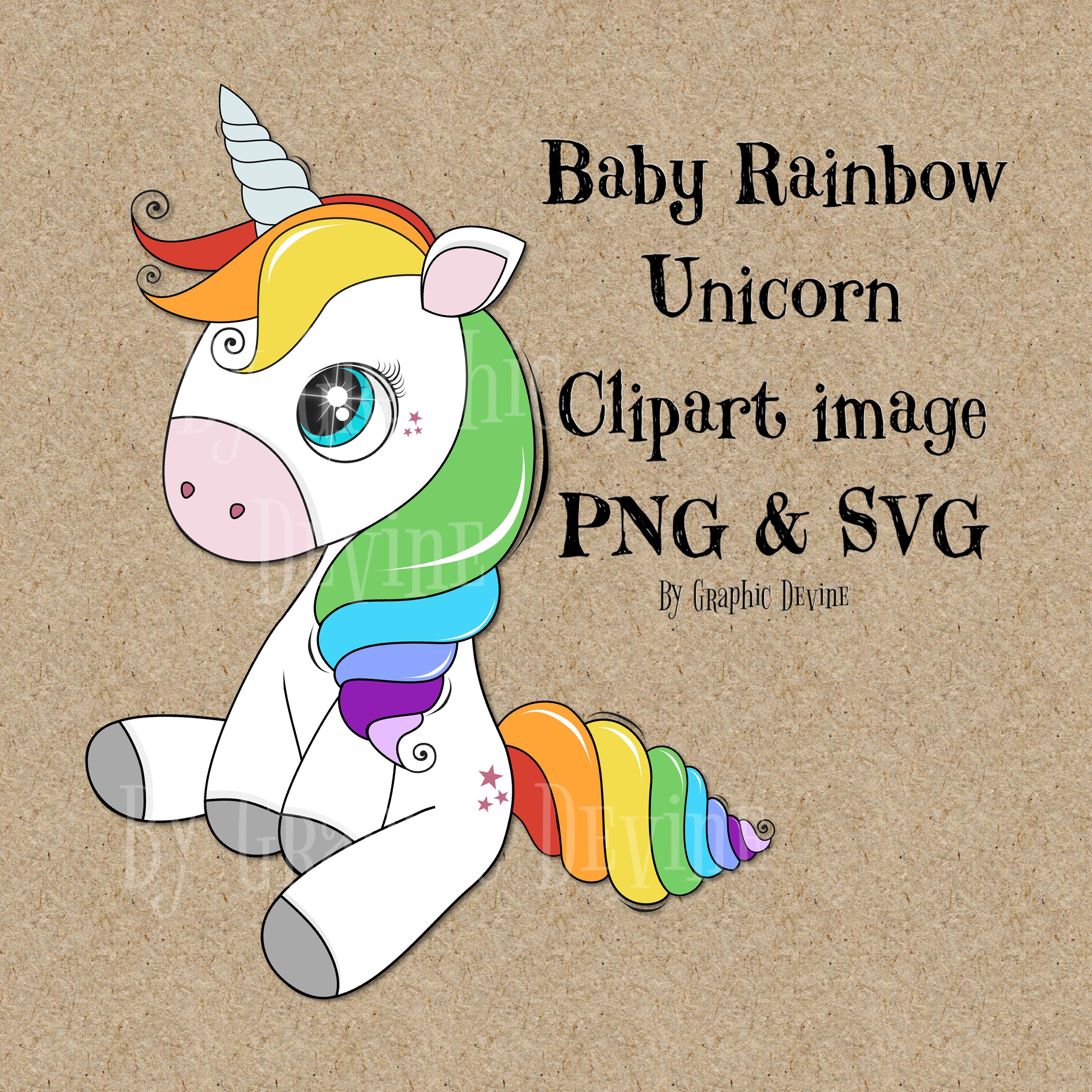 Baby Rainbow Unicorn Clipart Image SVG & PNG by Graphic Devine Etsy UK