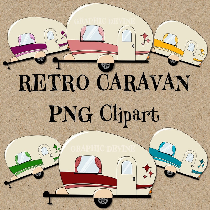 Retro Caravan PNG Clipart Images by Graphic Devine Etsy Australia
