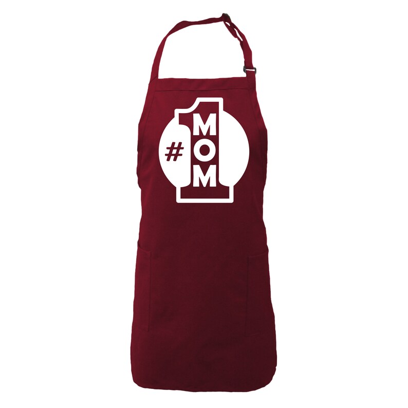 Number 1 Mom Apron with 2 patch pockets