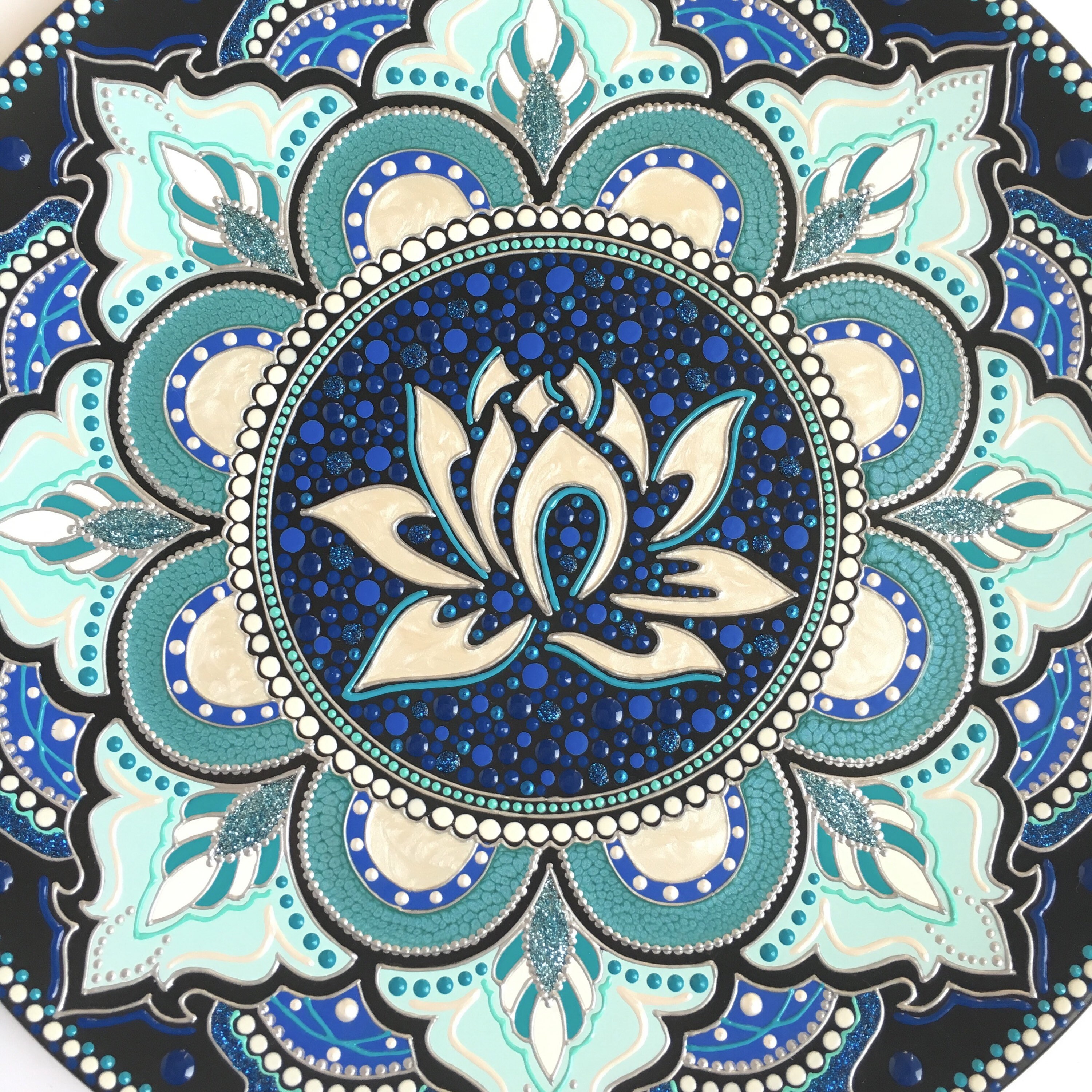 Lotus flower wall decor Yoga studio art Blue lotus wall art Etsy